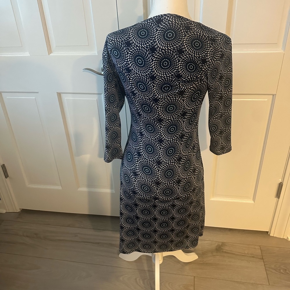 Mare Blu St. Tropez Navy/white Patterned V-Neck wrap Midi Dress Sz S - Picture 2 of 12